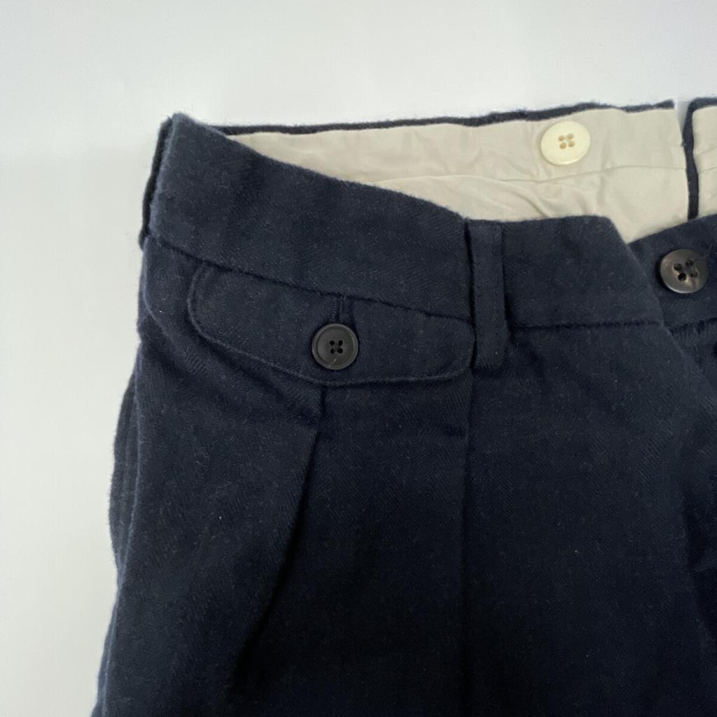 RRL Navy Wool Herringbone 2-Pleated Slacks Bottoms 32 NavyUsed