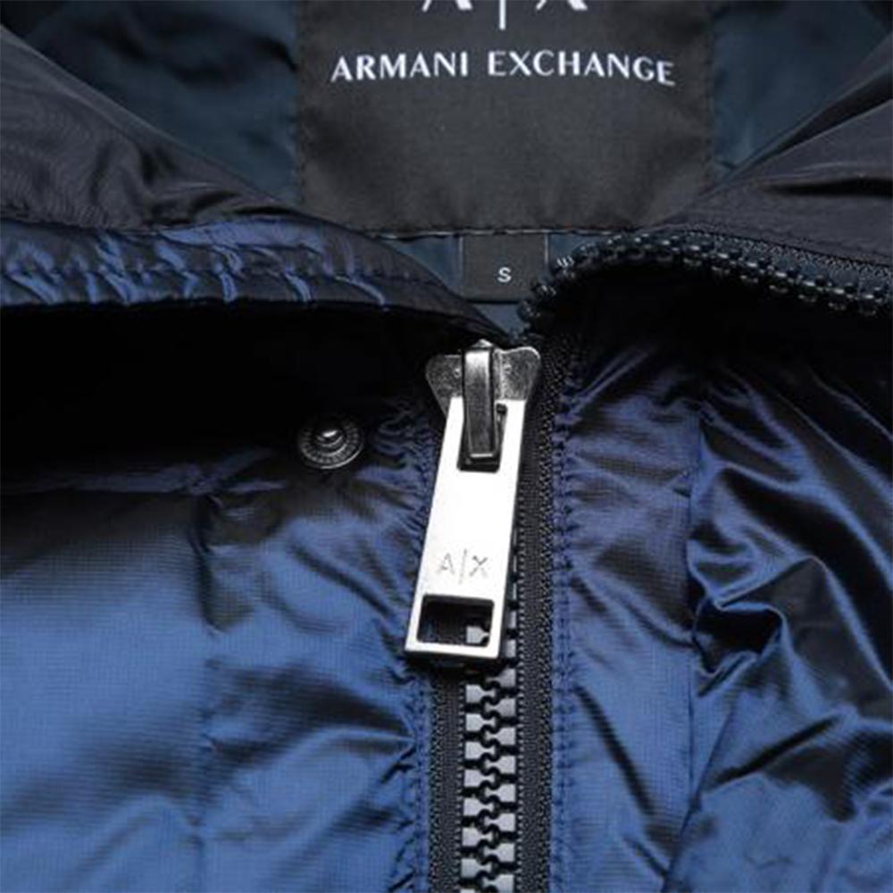 Armani Exchange Solid Color Loose Fit Hooded Cotton Jacket Men Jackets Navy-Blue 6LZB34-ZNWHZ-85BS