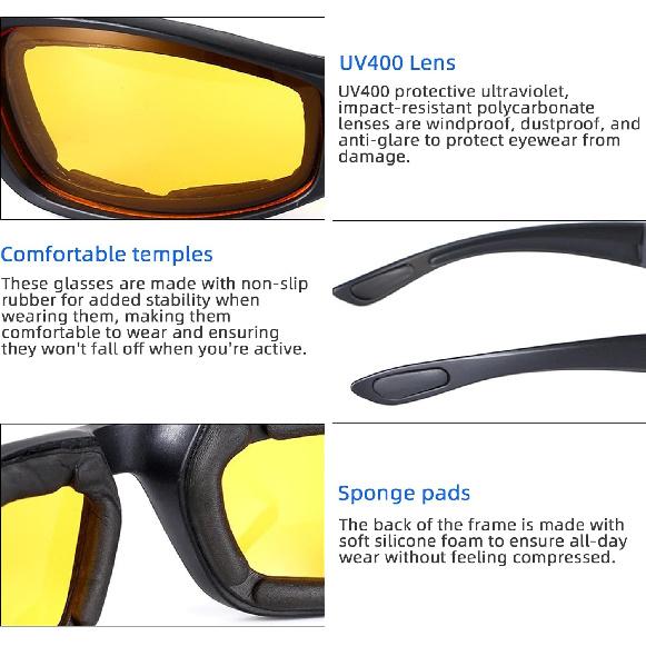 4 Pair Motorcycle Glasses Riding Glasses UV Protection Windproof And Dustproof Motorcycle Goggles Foam Cushion Eyeglasses Suitable For Outdoor Sports