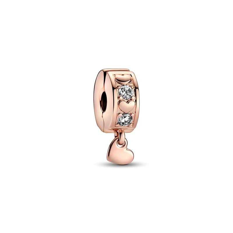 Pandora MOMENTS Fashion Trend Versatile Heart Shining Love Eternal Charm Women s Rose Gold Fixing Clip 782253C01