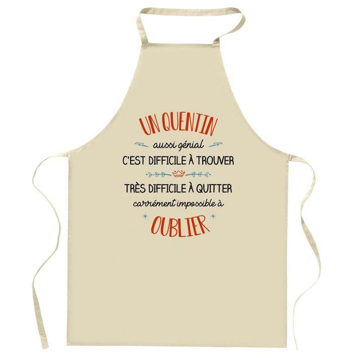 Tablier de cuisine - Un Quentin aussi génial - Coton résistant - Imprimé en France - Liens ajustables