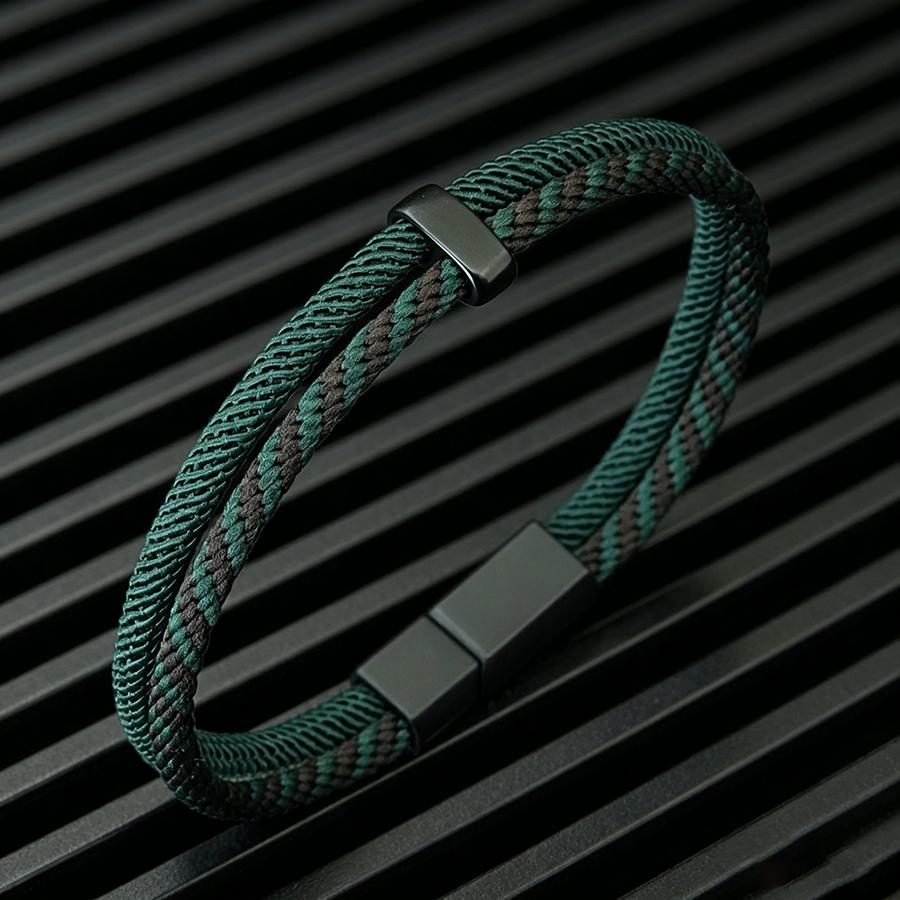 Stylish Color Block Design Men Cord Bracelet Premium Selected Ethnic Fabric Charm Braslet 8 Color Options Casual Versatile Joias