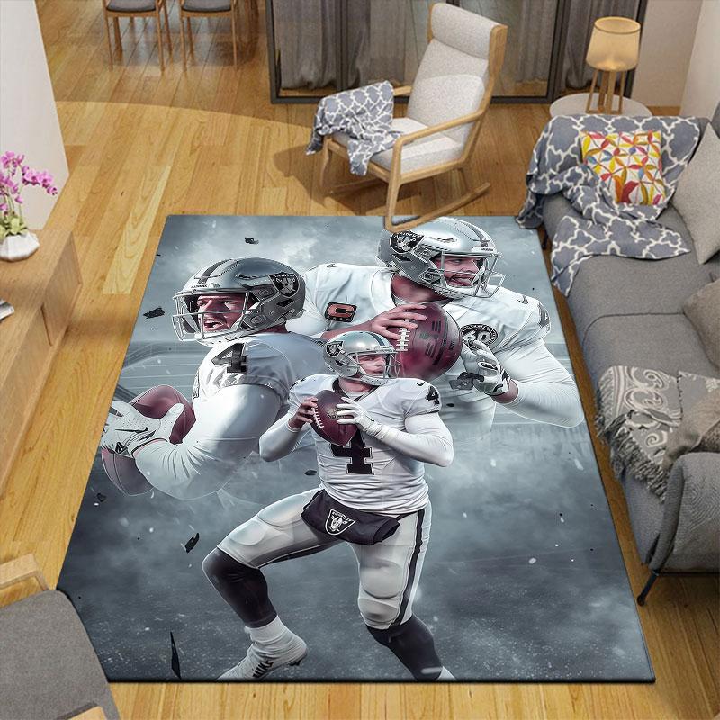 Brock Bowers Flannel Printed Carpet, Home Sofa Decoration for Living Room & Bedroom, Non‑Slip Play Flannel Floor Mat for Game Room
