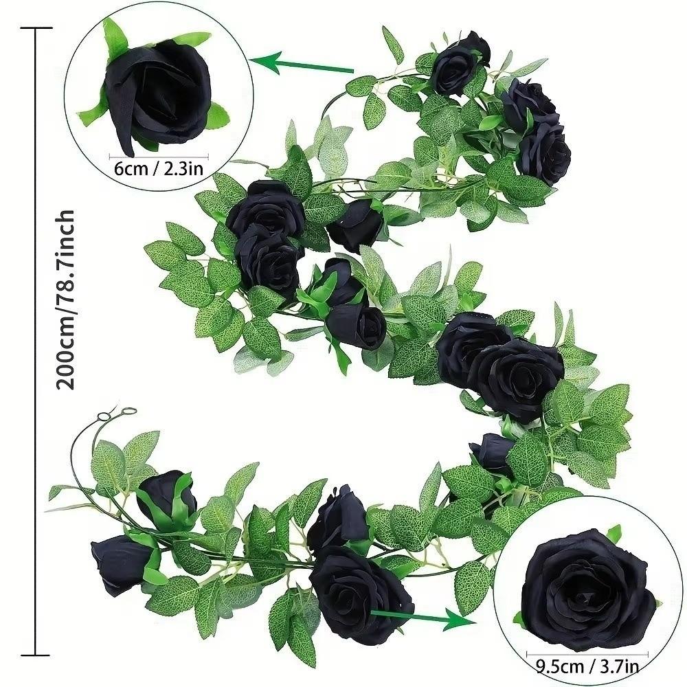 Rose Pattern Simulated Flowers 200cm Halloween Garland Artificial Rose Vines Home Decoration
