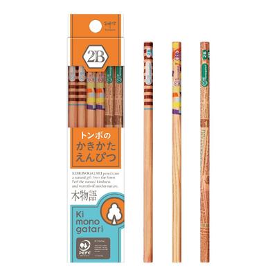 Tombow Pencil Writing Pencils 2B Ki Monogatari Orange Pattern 1 Dozen (3 Designs) KB-KF03-2B