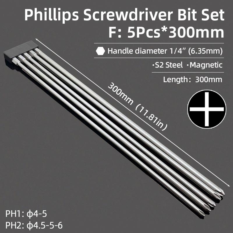 Phillips Screwdrivers Bits Cross Head Magnetic Screwdrivers PH00 PH1 PH2 S2 Hex Shank Hand Tools 50/75/100/150/200/300mm