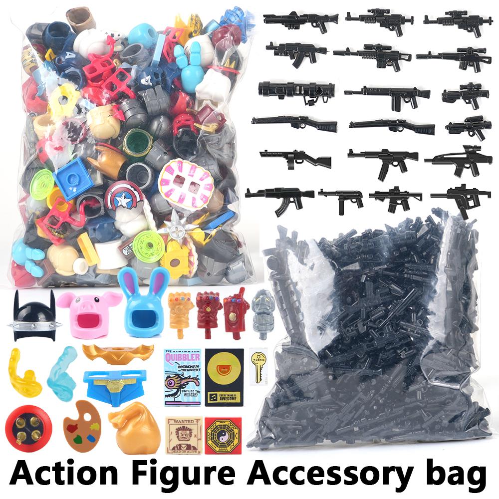 Random Blocks Parts Compatible Action Figure Military Weapons SWAT Gun Hair Model Set DIY Building Blocks Kids Toys For Children