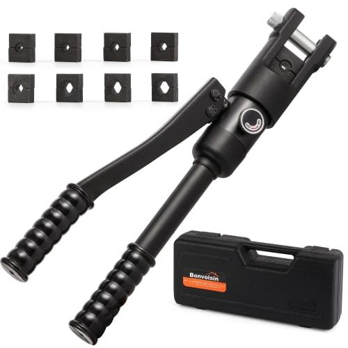 Bonvoisin Hydraulic Crimping Tool, High-Speed ??Crimping Pliers, 10-120mm?, for Copper and Aluminum Terminals, Includes 8 Dies, Dedicated Case, Manual