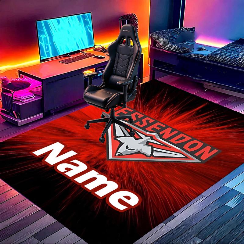 Custom Name Personalized Essendon Football Print Carpet, Versatile Home Decor Rug, for Playroom, Apartment, Balcony, Entryway, Hallway Gift