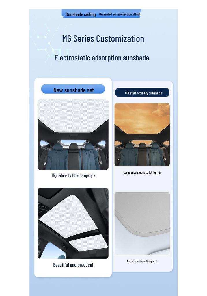 MG Automodelle Schiebedach Sonnenschutz - Statische Haftung für MG ZS, HS, MG4EV, MG5, MG7, MG ES5