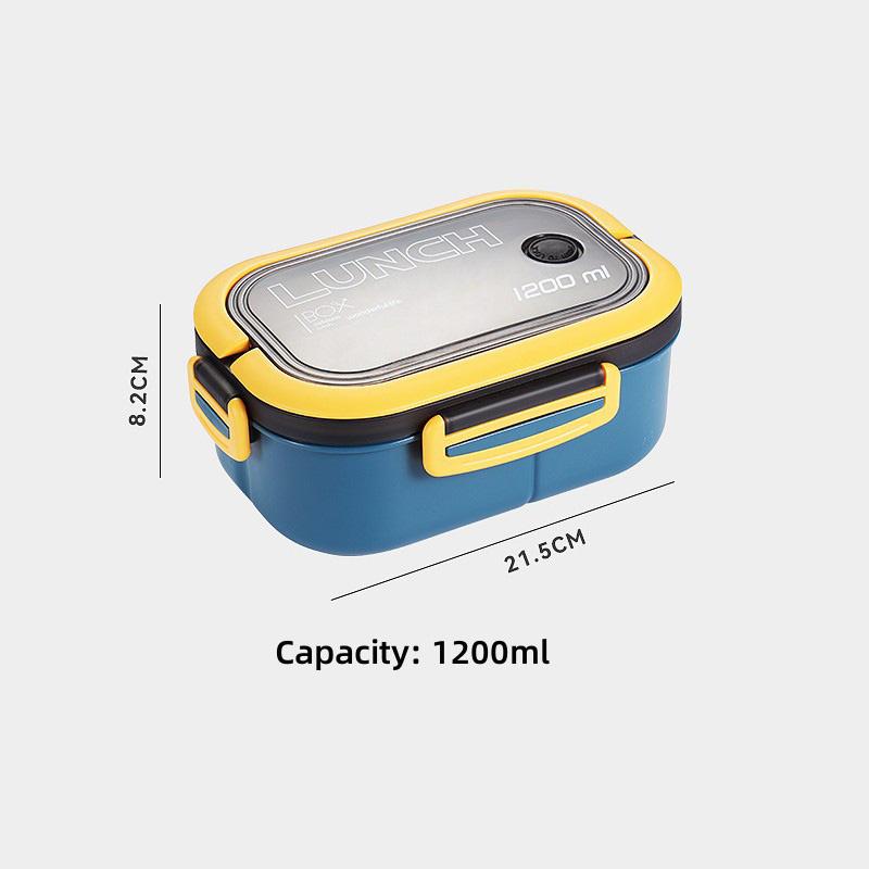 JUSTINLAU Student Lunch Box Plastic Compartments Double Layer Food Container Portable Office Workers Bento Box Microwave Safe
