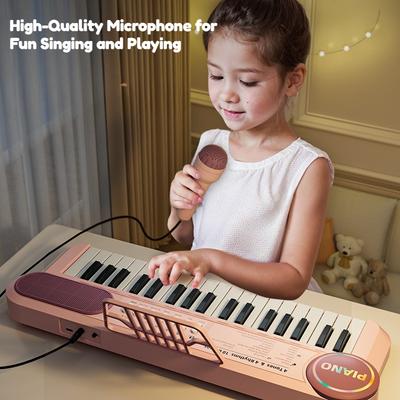 37-Tasten Kinderklavier Tastatur Musikalisches Spielzeug mit Mikrofon Notenblatt Für Frühes Lernen Interaktives Spiel Bestes Geschenk Weihnachtsgeschenk