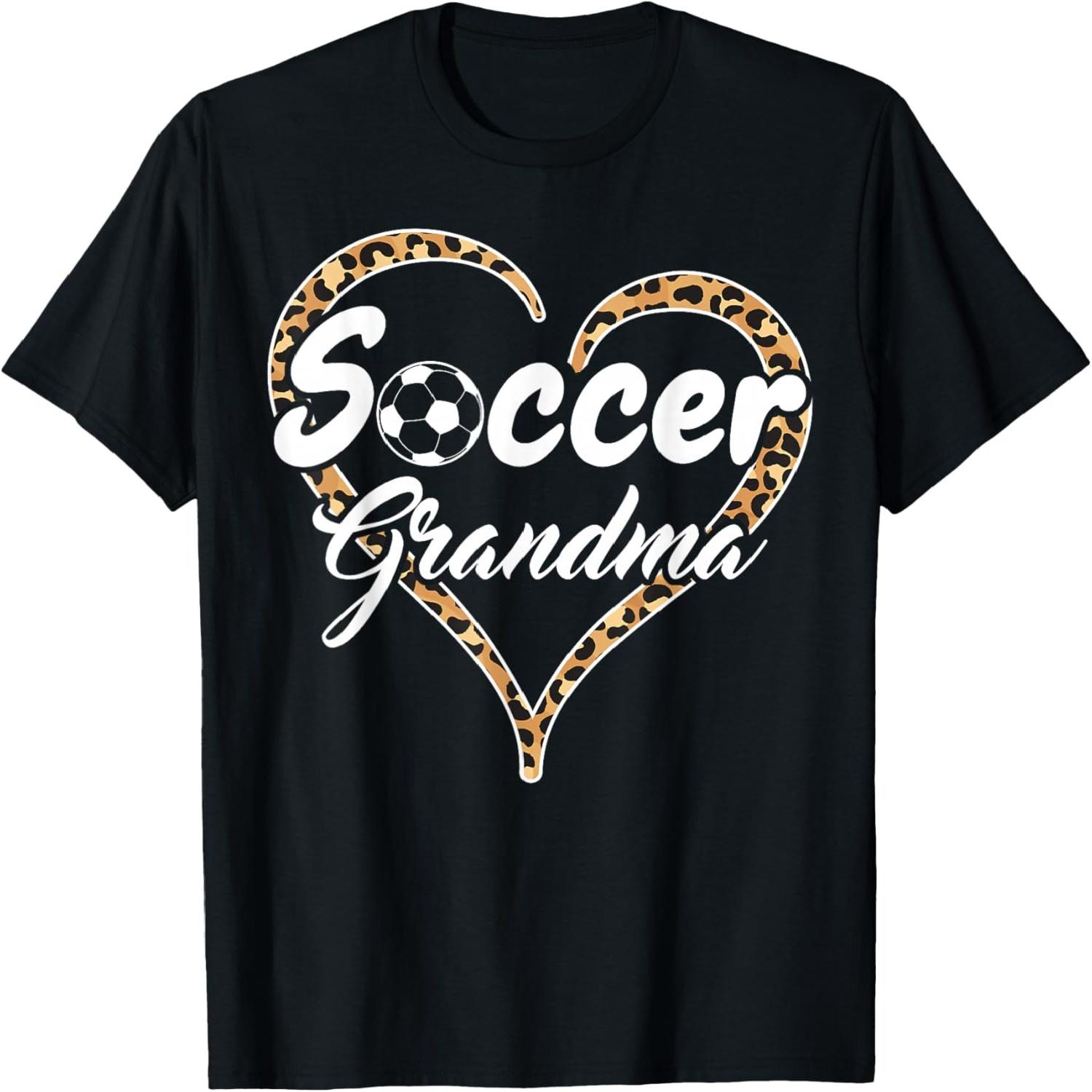 Proud Soccer Grandma Leopard Heart T-Shirt S