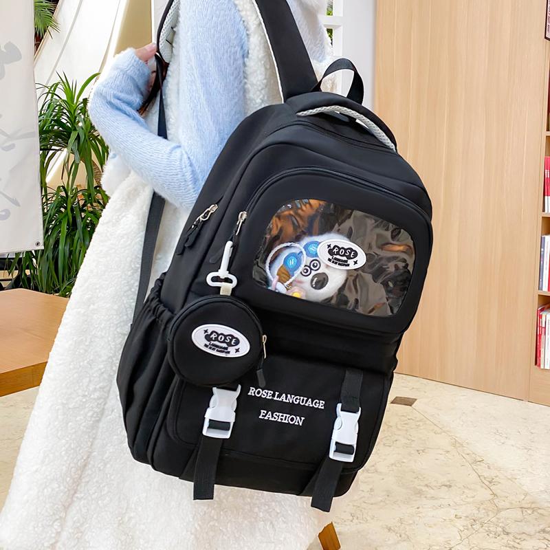 Three-Piece Schoolbag Set for Primary School Students Women's Letter Print Backpack College Style Large Capacity Backpack