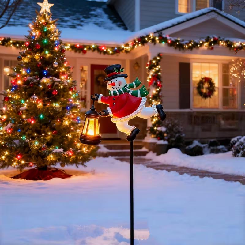 1/2PCS Solar Christmas Snowman Lanterns Warm White Outdoor Hanging LED Solar Lights for Garden Lawn Holiday Lighting Xmas Gifts