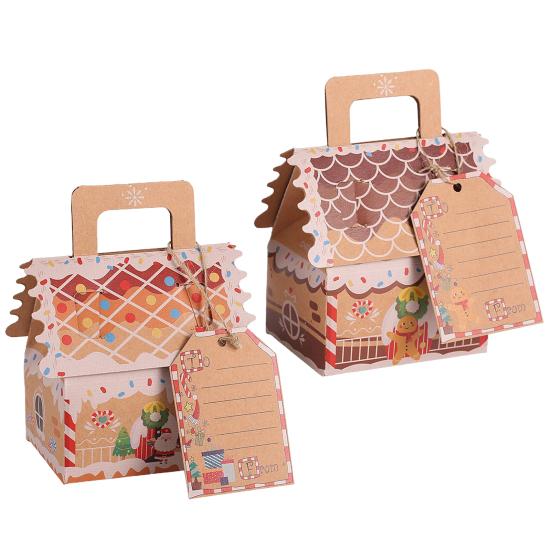 10 stk Julegaveeske Utsøkt utførelse Husform Kake Godteriboks for Fest Festlig Pynt