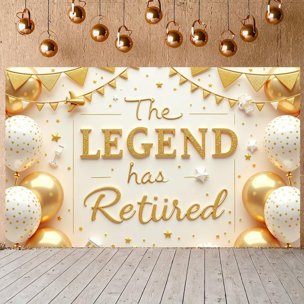 Farewell Banner Confetti Design Retirement Banner Retired Legend Display Balloon Garland Pension Event Background For Retirement