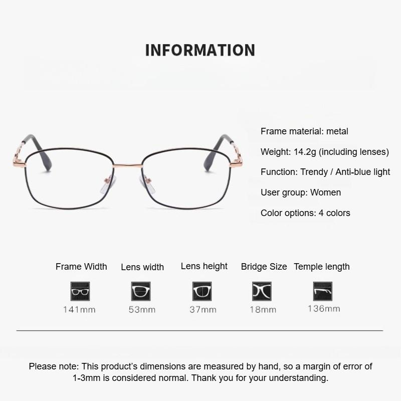 High-end Blue Light Blocking Reading Glasses for Women HD Full Metal Frames Retro Anti Radiation Fatigue Prevention Eyeglasses