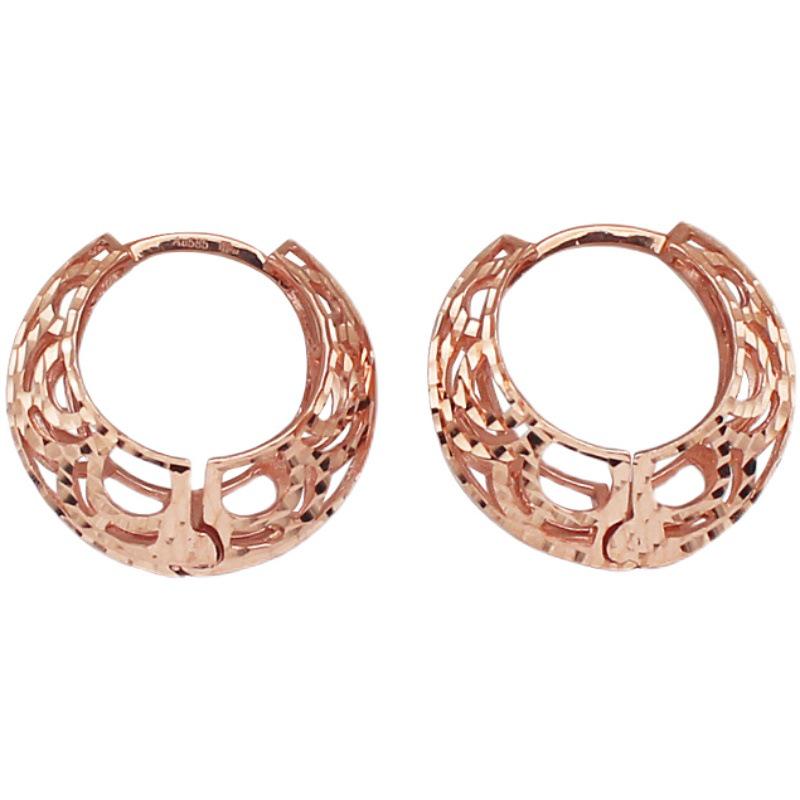 Starfuo 585 Russian Purple Gold Filigree Hoop Earrings for Women - Simple, Elegant, and Rose Gold Plated.