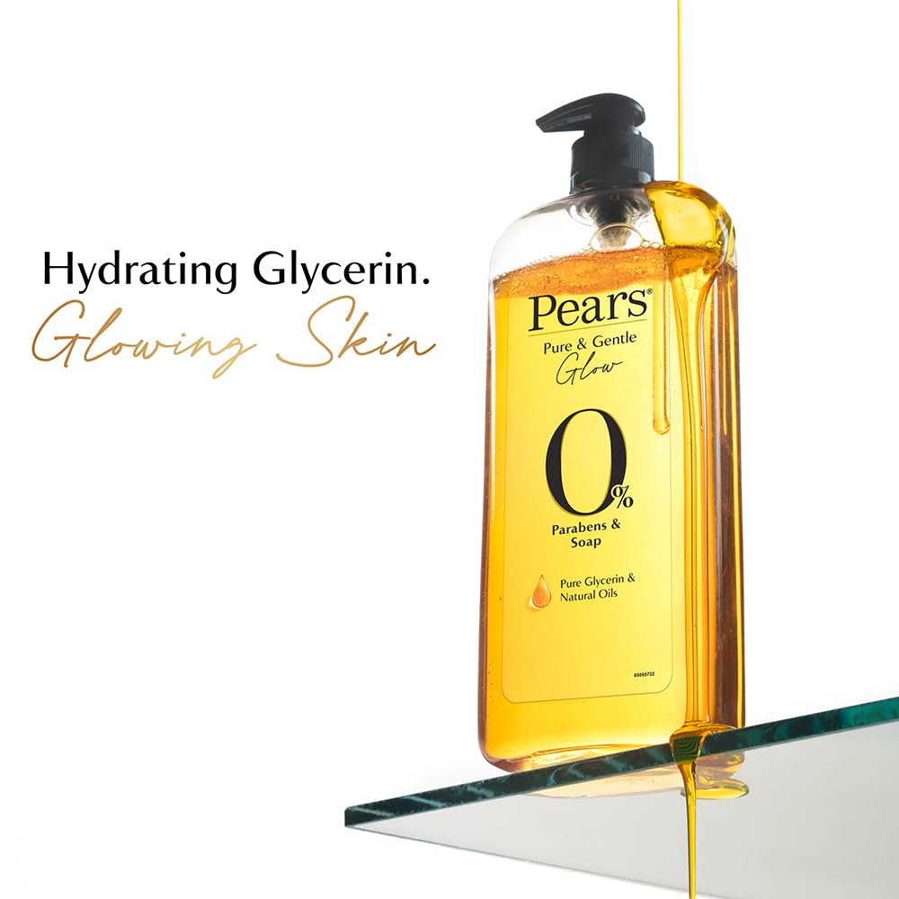 Pears 98% Pure Glycerin Pure & Gentle Bodywash with 0% Parabens & Soap for Hydration & Glow, 750 Ml