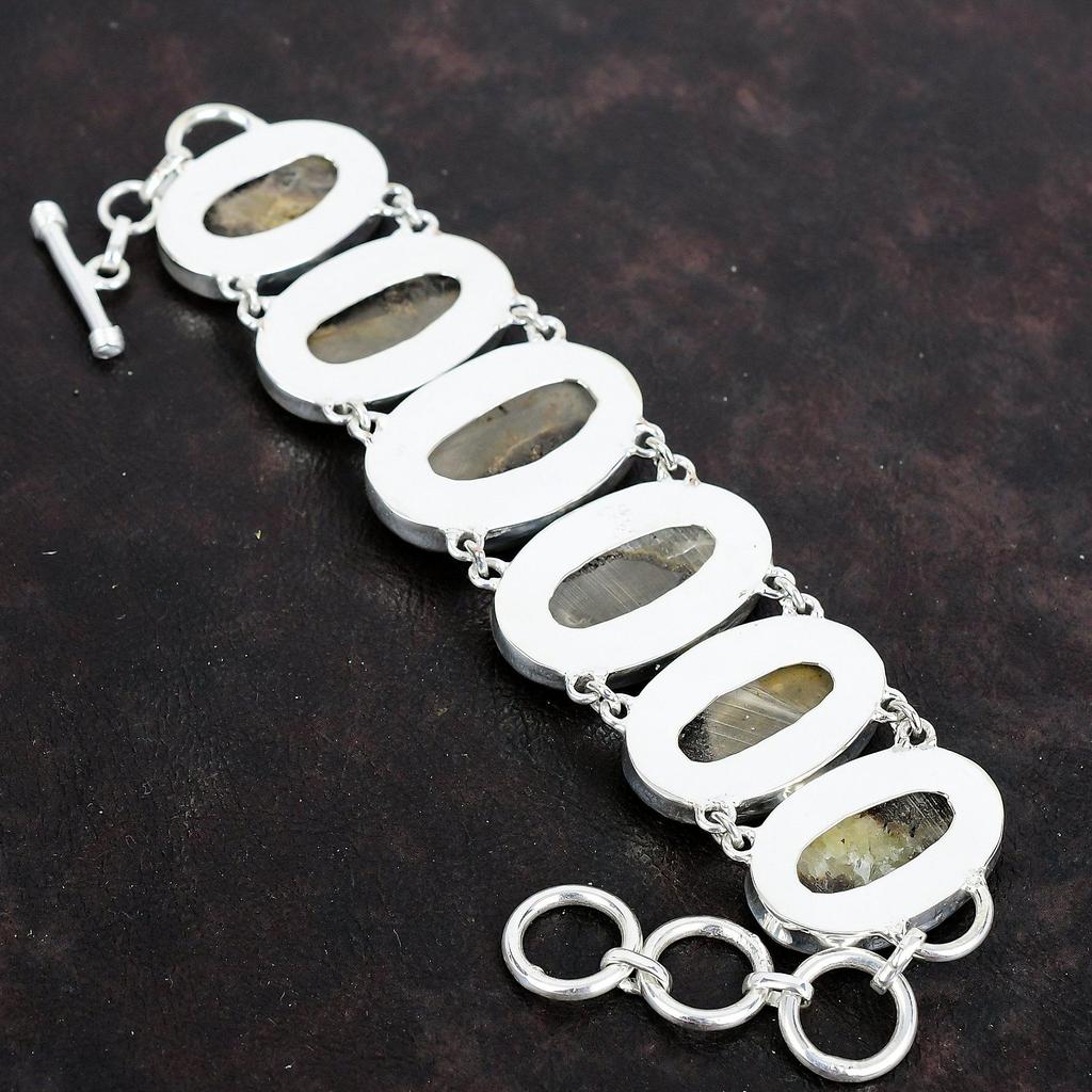 Septarian Bracelet Natural Gemstone Bracelet Decent Jewelry 925 Sterling Silver Bracelet Adjustable Chain Handmade Bracelet Gifts for Women