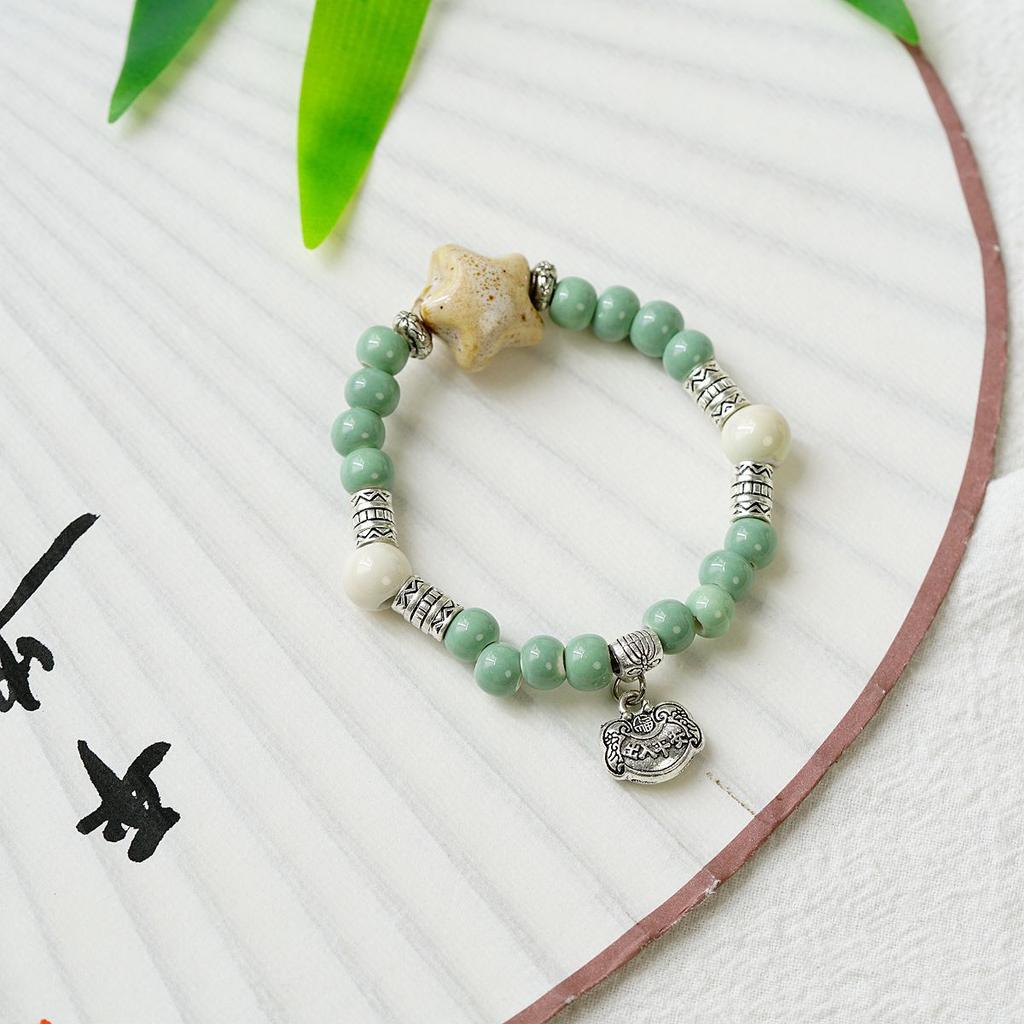 Literary Bracelet Maillard Color Jingdezhen Ceramic Bracelet Female Gift Student National Style Creative National Style Accessories