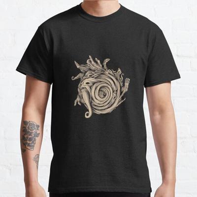 Summer Men Fashion Casual Shirts Short Sleeves Uzumaki Black Tees Oversized T-shirts