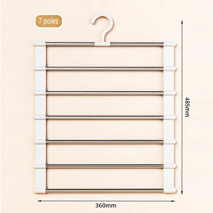 Multi-layer Stainless Steel Pants Rack Space Saving Closet Organizer Non-slip Magic Hanger for Trousers