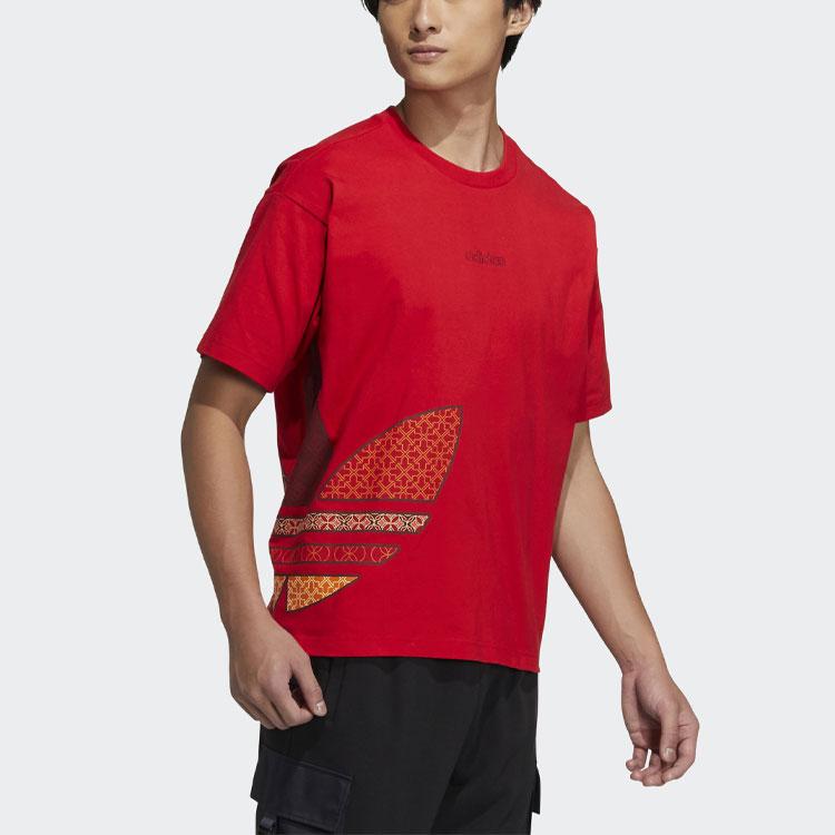 Adidas Originals Clover CNY Year Of The Tiger Limited Edition Logo Print Crew Neck T-Shirt Unisex Tops Red HC0573