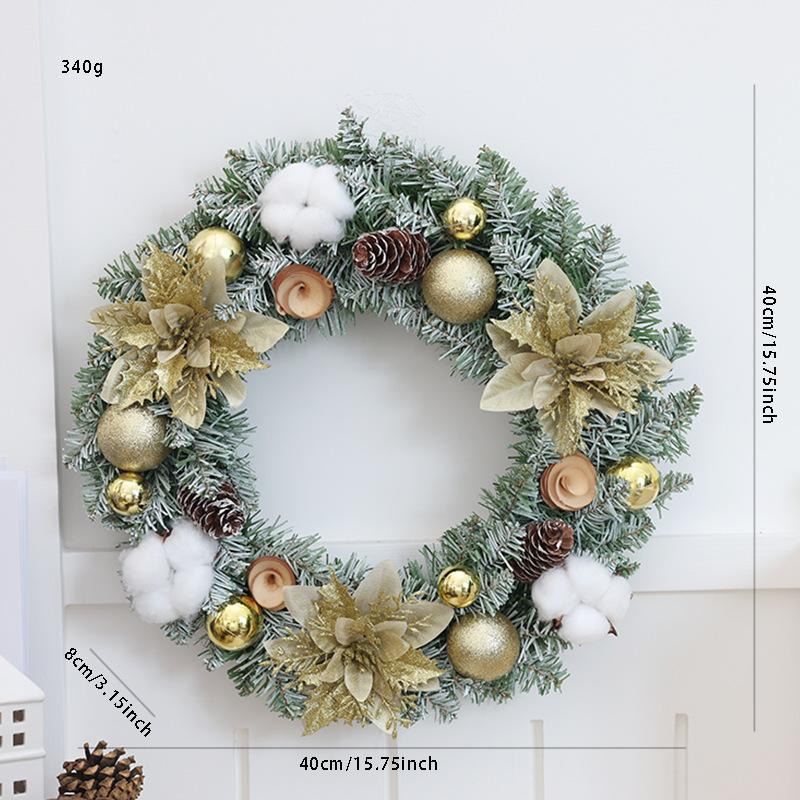 Christmas Wreath 35/40cm Pre-made Door Hanger, Festive Holiday Decoration for Home Entrance Xmas Decor