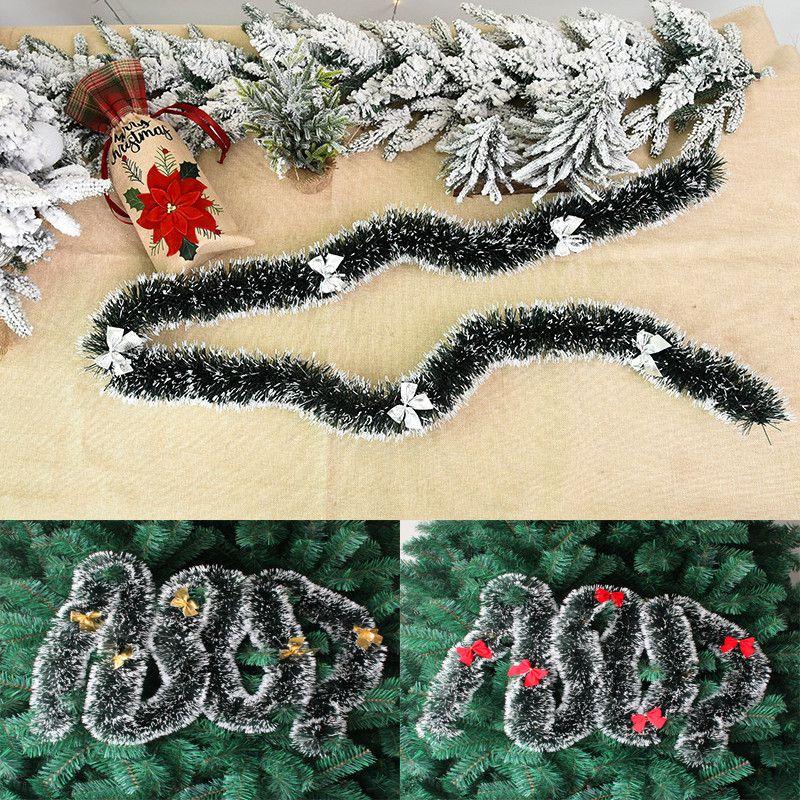 2m Dicke 65ftx90mm Lametta Weihnachtsbaumschmuck Weihnachtsgirlande Schleife