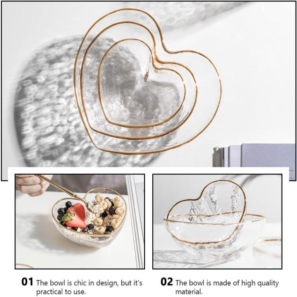 Herzförmige Glasherzschale Unregelmäßige Obstplatte Kreatives Klares Serviergeschirr Snack