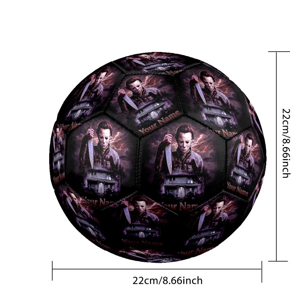 Custom Text Size 5 Soccer Ball, Standard Match Football For OutdoorHalloween Michael Myers