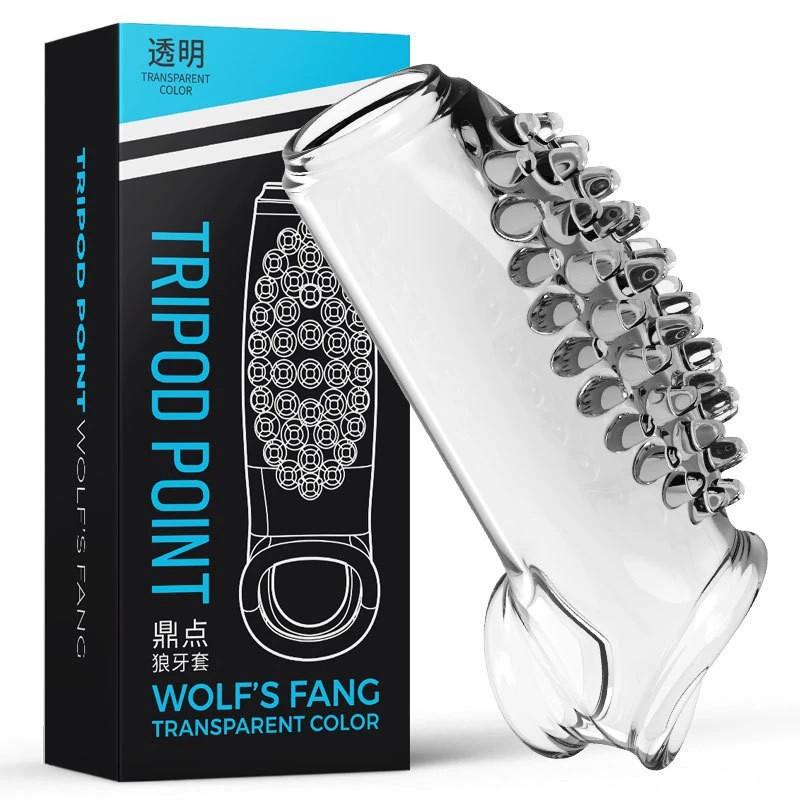 Wolf Penis Sleeve Penis Extender Cover Penis Enlargement Condom Delay Ejaculation Particle Stimulation Gay Sex Toys For Men 18+