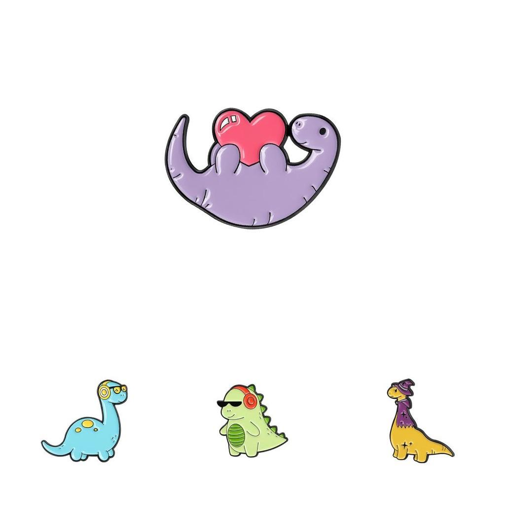 Creative Cartoon Dinosaur Headphone Alloy Badge Brooch For Decoration Unique