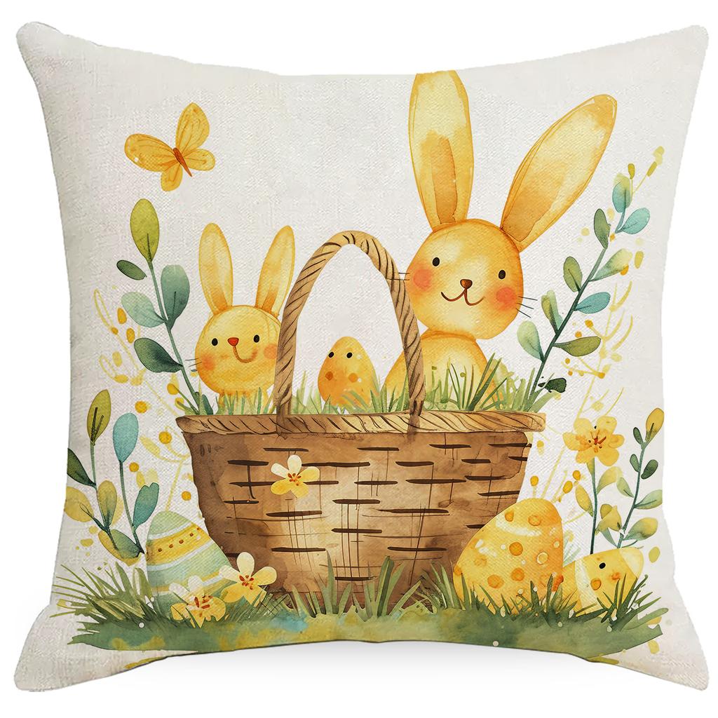 New Easter Pillowcase Country Cartoon Rabbit Easter Egg Pillowcase Sofa Cushion Pillowcase