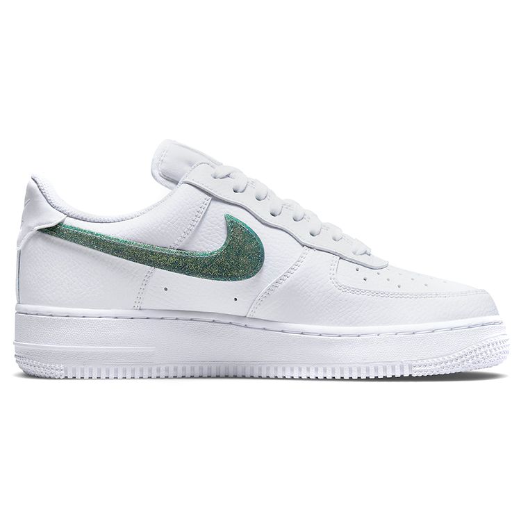 Nike  Air Force 1 Low Glitter Swoosh - Celery Women Sneakers White Grey-Fog Blackened-Blue DH4407-100