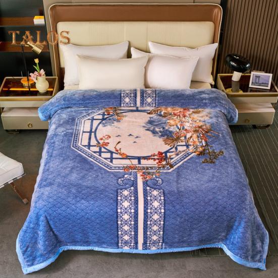 Flanelldecke, verdickter Blumendruck, doppellagig, wärmespeichernd, pflegeleicht, maschinenwaschbar, maximaler Komfort, wendbar, extragroß, für den Winter