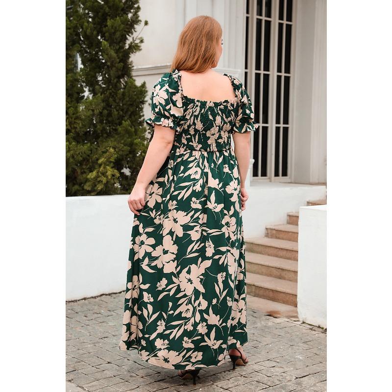 Vestido feminino de verão plus size estampado casual vestido de férias boêmio elegante midi vestidos longos