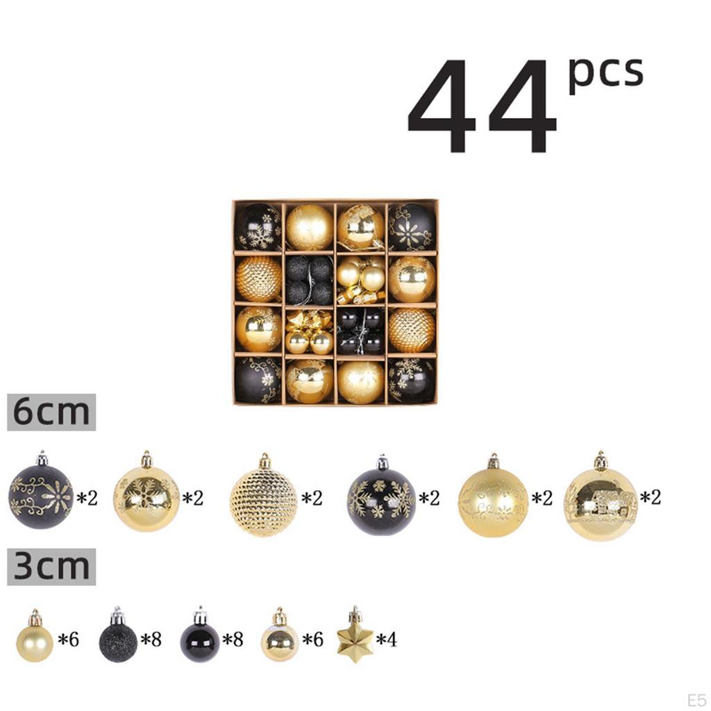 44 Count Christmas Baubles Ornaments for Tree Decoration Set Seasonal Celebrations