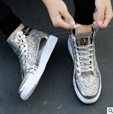 New Man High Top Sneakers Glitter Men Ankle Boots Fashion Non-slip Casual Shoes Hip Hop Men Boots