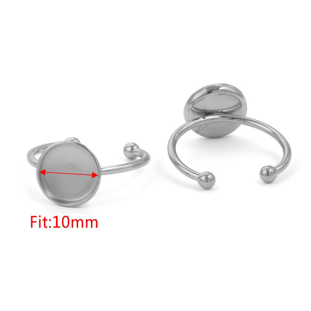10 Stück Verstellbare Edelstahl Offene Ringfassungen Leere Basis Fassung Cabochon Ringe Für Schmuckherstellung DIY Fingerring Leere