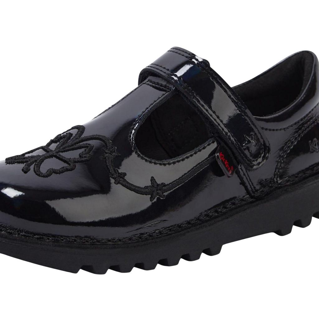 Kickers Girls Stardust Patent Leather T-Bar School Shoes