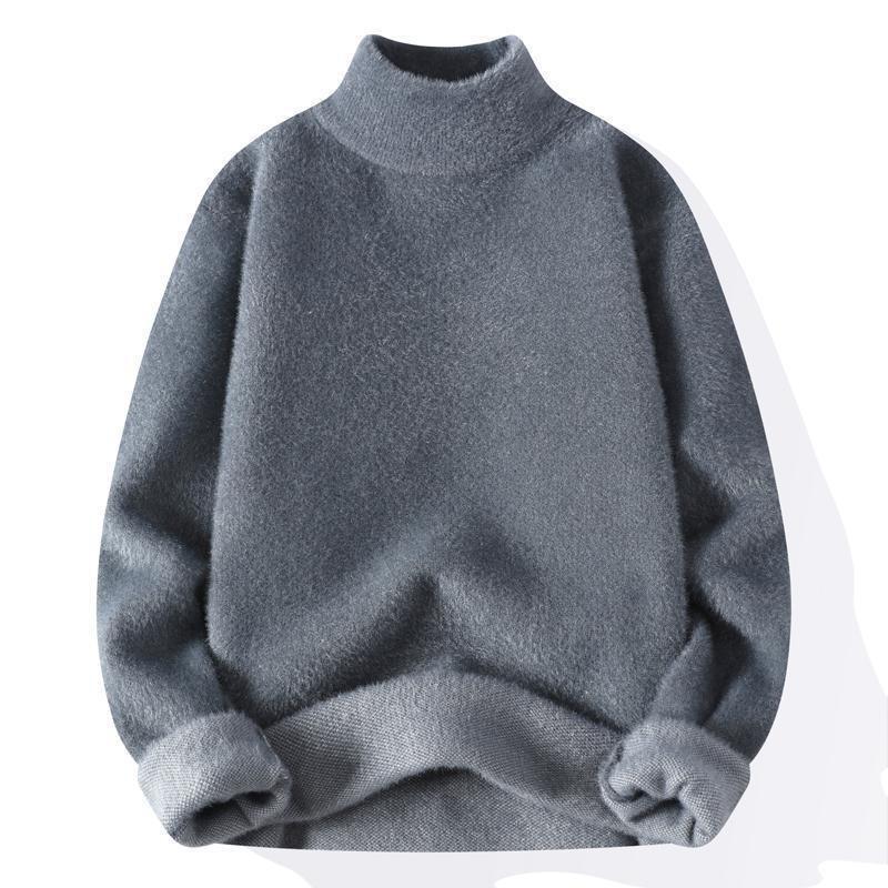 Autumn and Winter Men's Fashionable Semi-turtleneck Bottoming Sweater Men's Solid Color Versatile Warm Plush Thickened Sweater