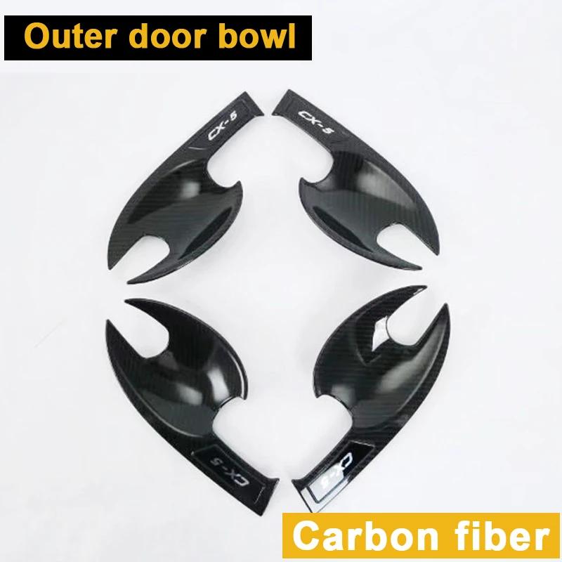 

Для MAZDA CX-5 CX5 KF 2017 2018 карбоновая дверная ручка автомобиля, накладка, наклейка, аксессуары для стайлинга автомобиля, накладка Door Bowl Carbon