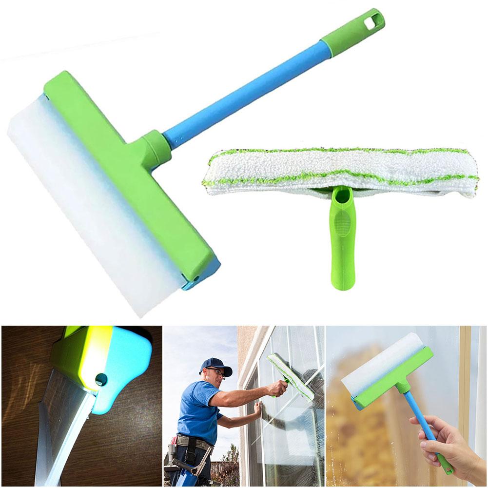 T bar Silicone Window Squeegee Kit Reusable Multifunction Clean Scraper Wear Resist Microfiber Cleaning Mop for Glass Mirror Doo