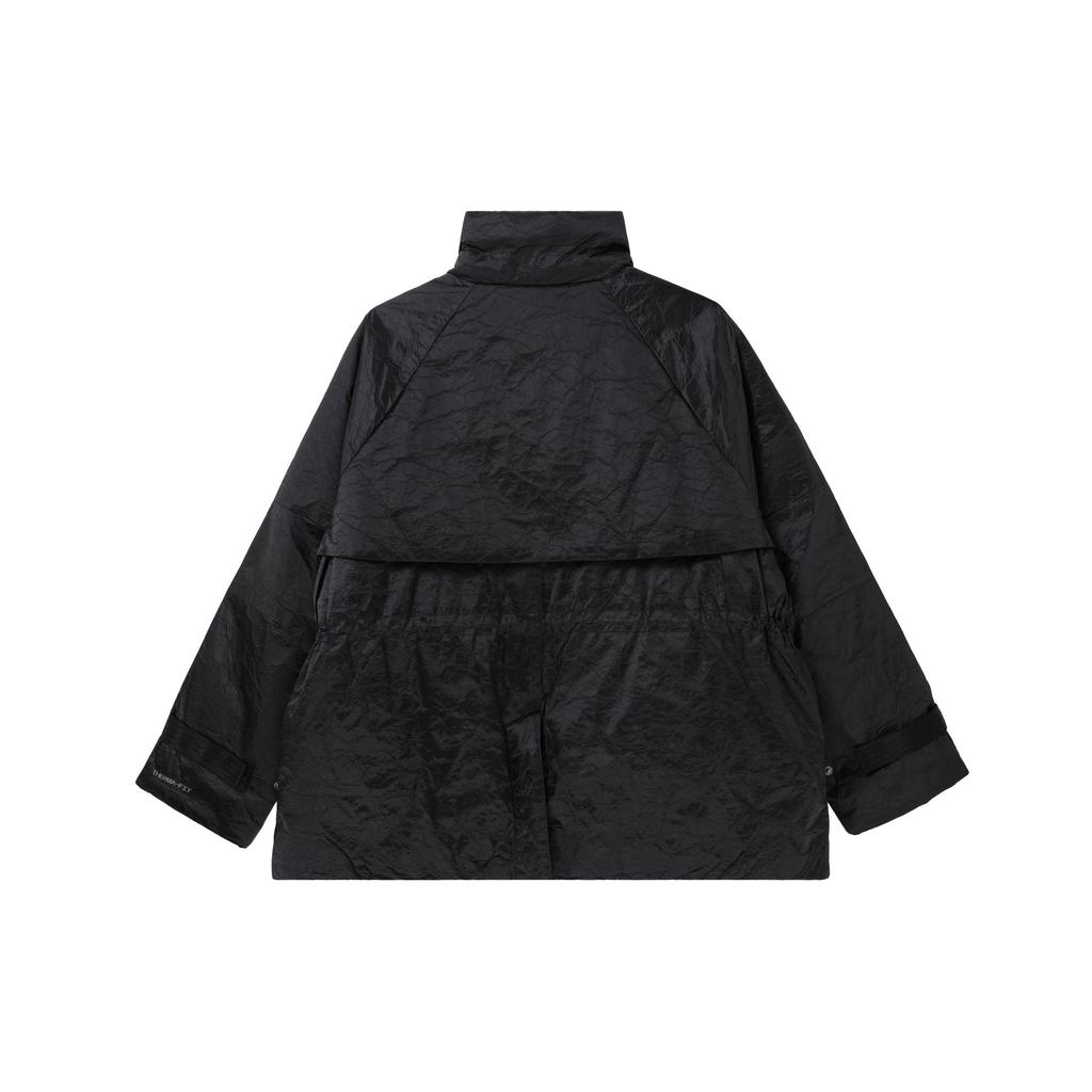 Nike Stand Collar Solid Color Casual Sport Cotton Jacket Women Outerwear Black DD4647-010