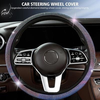 Universal Bling Diamond Rhinestones Crystal Car Steering Wheel Cover PU Leather Auto Accessories Car Styling