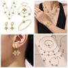 18K Gold Plated Stainless Steel Jewelry Set with Zirconia - Necklace, Bracelet, Earrings - European American Fashion Style.