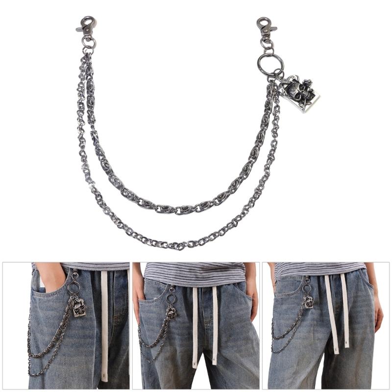 Punk Style Skull Jeans Chain Skull Charm Edgy Gothic Metal Waist Accessory For Women Girls